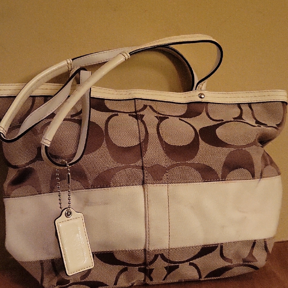 Coach Brown and Cream Tote Bag